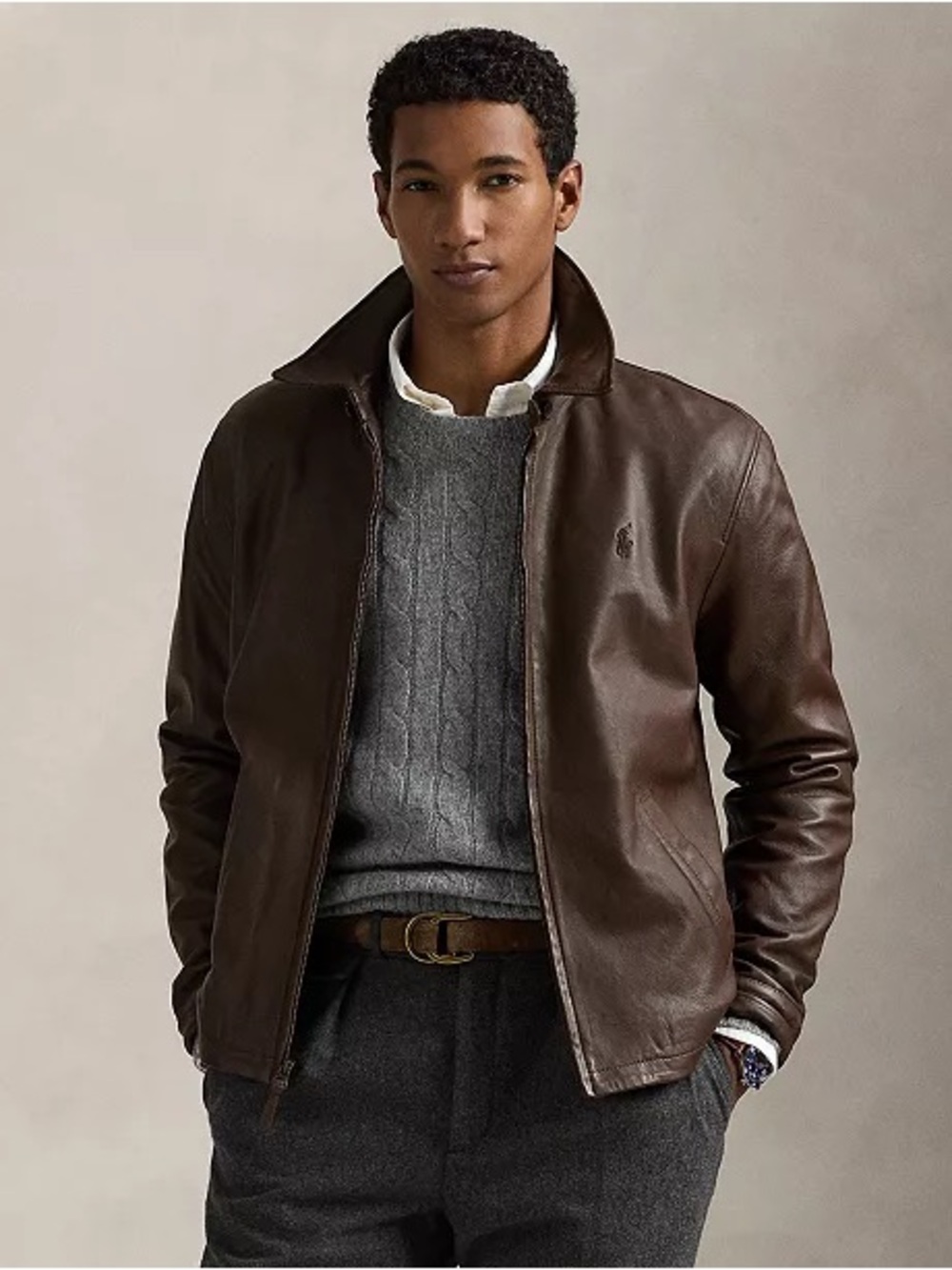 Polo by Ralph Lauren Brown Leather Bomber Jacket